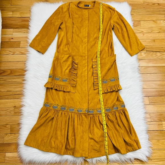 2Kolyory Embroidered Suede Like Dress/Jacket Mustard Color - Picture 11 of 13